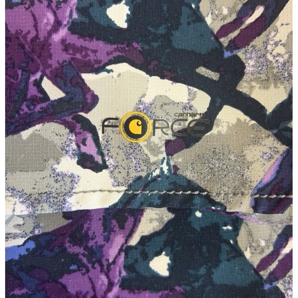 Carhartt Force Women's Size XS Wild Horses Run Scrub Top Purple/Grey/Bluegreen - Picture 12 of 16